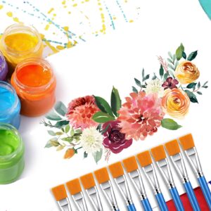 10 Pcs Flat Paint Brushes for Acrylic Painting, 1 Inch Art Paint Brushes Artist Painting Brush for Acrylic Watercolor Oil Detail Painting