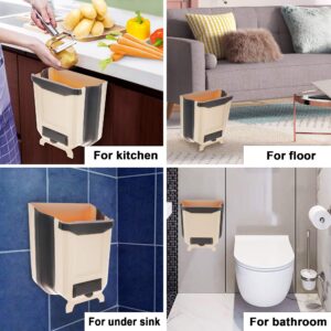 ARTHYS Hanging Trash Can for Kitchen Cabinet Door (Cream)