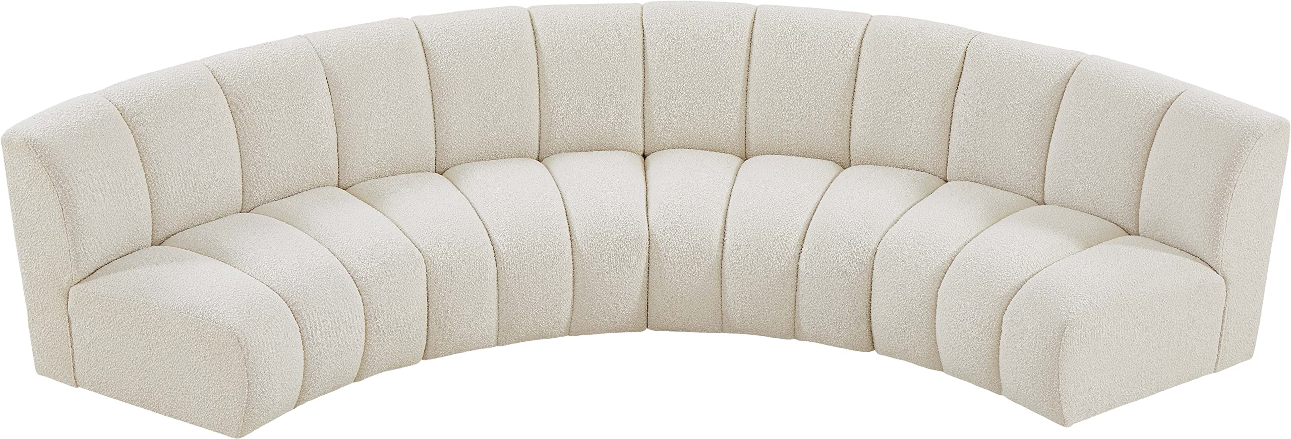 Meridian Furniture 643Cream-4PC Infinity Collection Modern | Contemporary Upholstered 4pc Modular Sectional with Luxurious Deep Channel Tufting, Cream, 148" W x 59" D x 32.5" H