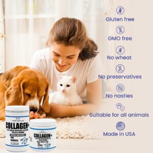 Collagen+ Ultimate Dog or Cat Food Topper with Greens Probiotics Enzymes Colostrum Glucosamine Omegas Supports Healthy Joints Energy Digestion Immunity