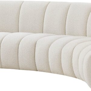 Meridian Furniture 643Cream-4PC Infinity Collection Modern | Contemporary Upholstered 4pc Modular Sectional with Luxurious Deep Channel Tufting, Cream, 148" W x 59" D x 32.5" H