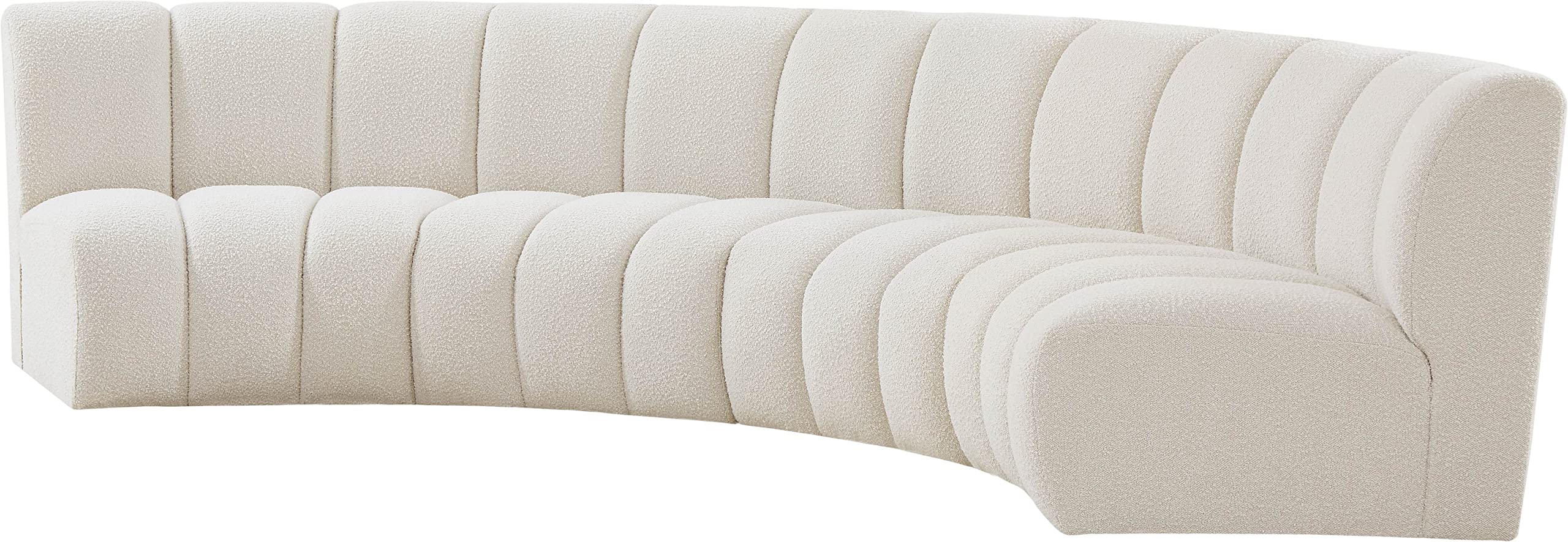 Meridian Furniture 643Cream-4PC Infinity Collection Modern | Contemporary Upholstered 4pc Modular Sectional with Luxurious Deep Channel Tufting, Cream, 148" W x 59" D x 32.5" H