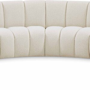 Meridian Furniture 643Cream-4PC Infinity Collection Modern | Contemporary Upholstered 4pc Modular Sectional with Luxurious Deep Channel Tufting, Cream, 148" W x 59" D x 32.5" H