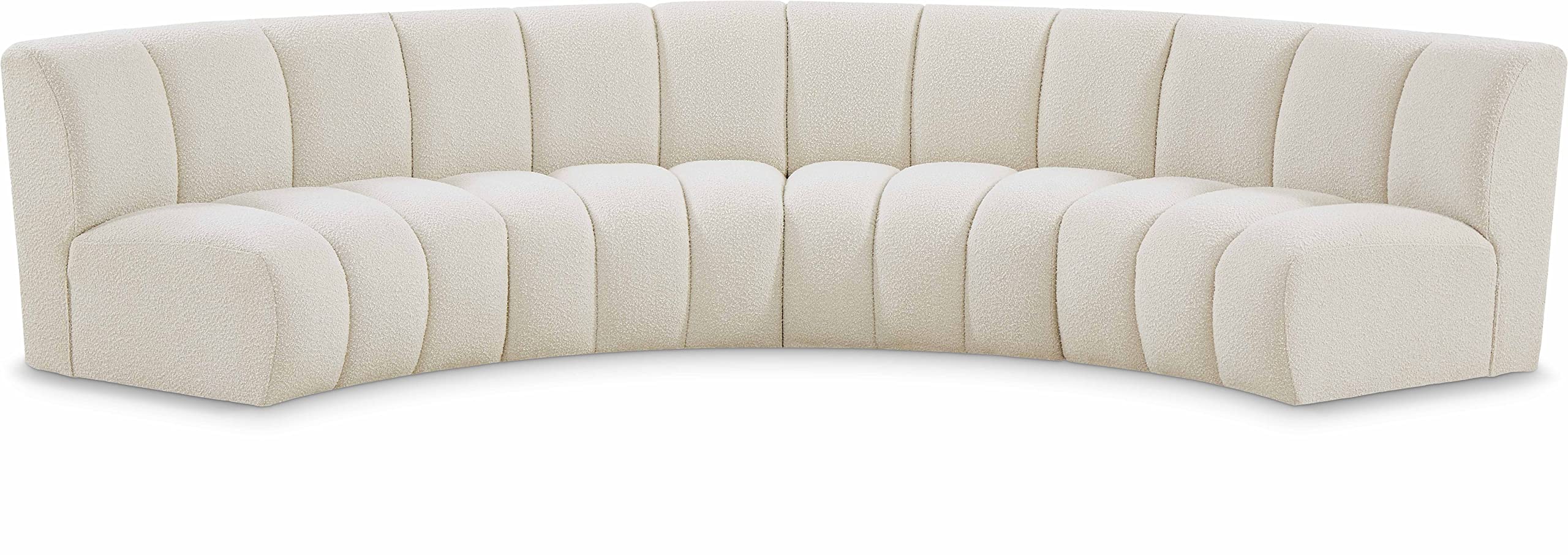 Meridian Furniture 643Cream-4PC Infinity Collection Modern | Contemporary Upholstered 4pc Modular Sectional with Luxurious Deep Channel Tufting, Cream, 148" W x 59" D x 32.5" H