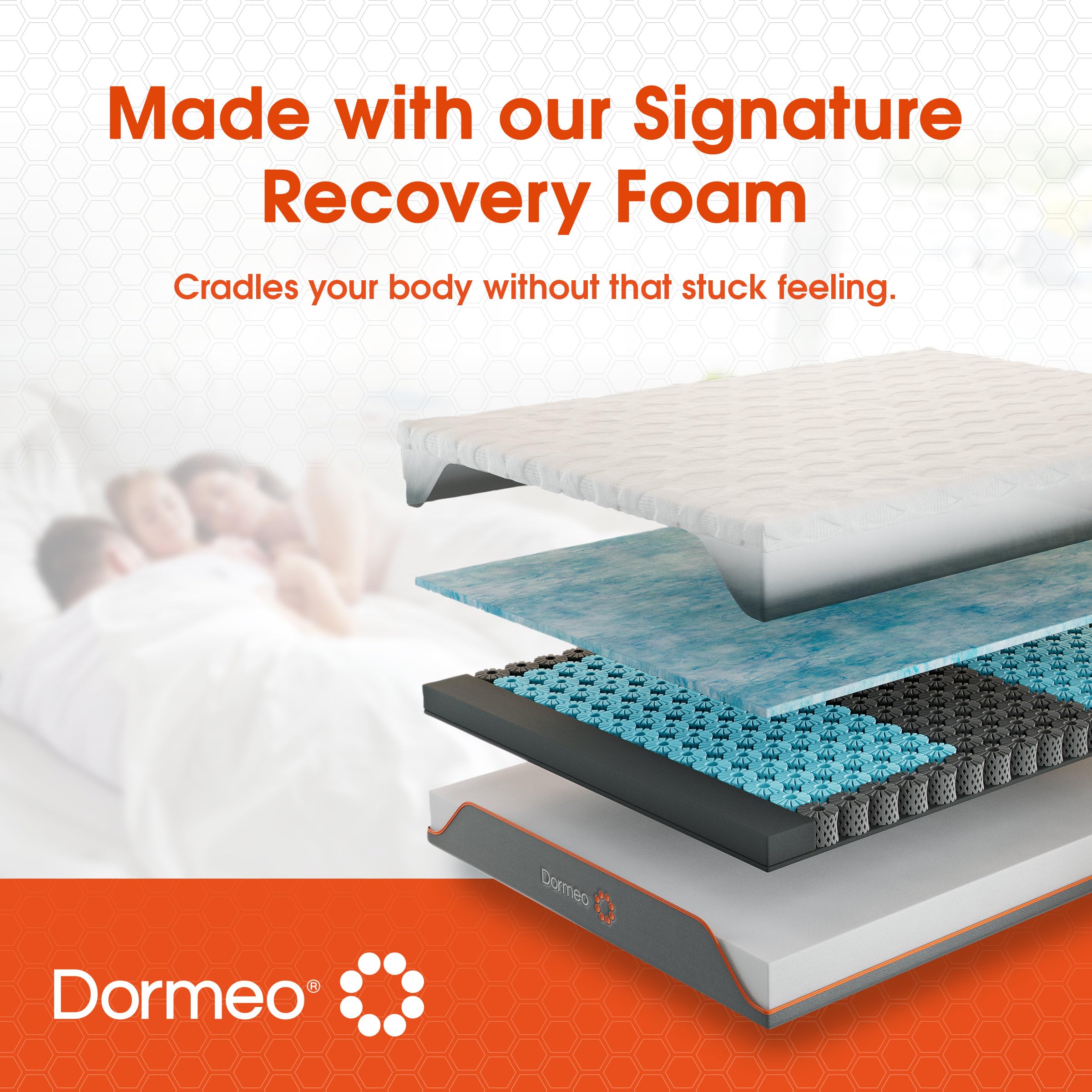 Dormeo Recovery 10" Twin Mattress with Signature Recovery Foam™ and Pressure Relieving OctaspringⓇ Technology, Medium Firm -75” L x 38” W x 10” H