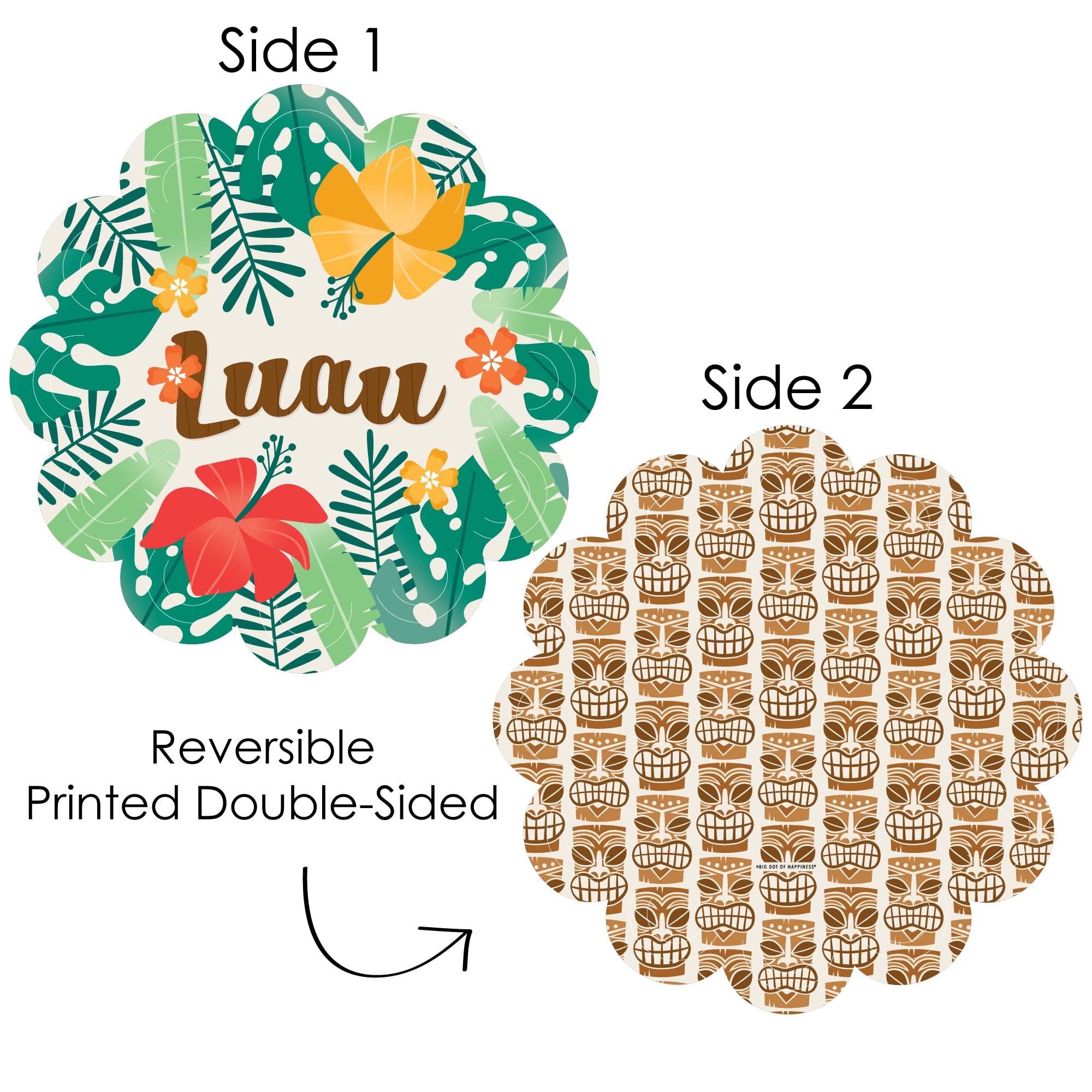 Big Dot of Happiness Tropical Luau - Hawaiian Beach Party Round Table Decorations - Paper Chargers - Place Setting for 12