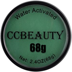 ccbeauty 68g dark green face body paint - water activated st. patrick's day face painting, non-toxic water based halloween makeup kit supplies, hypoallergenic for kids adults