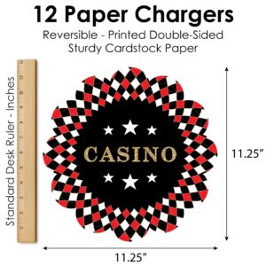 Big Dot of Happiness Las Vegas - Casino Party Round Table Decorations - Paper Chargers - Place Setting for 12