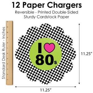 Big Dot of Happiness 80’s Retro - Totally 1980s Party Round Table Decorations - Paper Chargers - Place Setting for 12