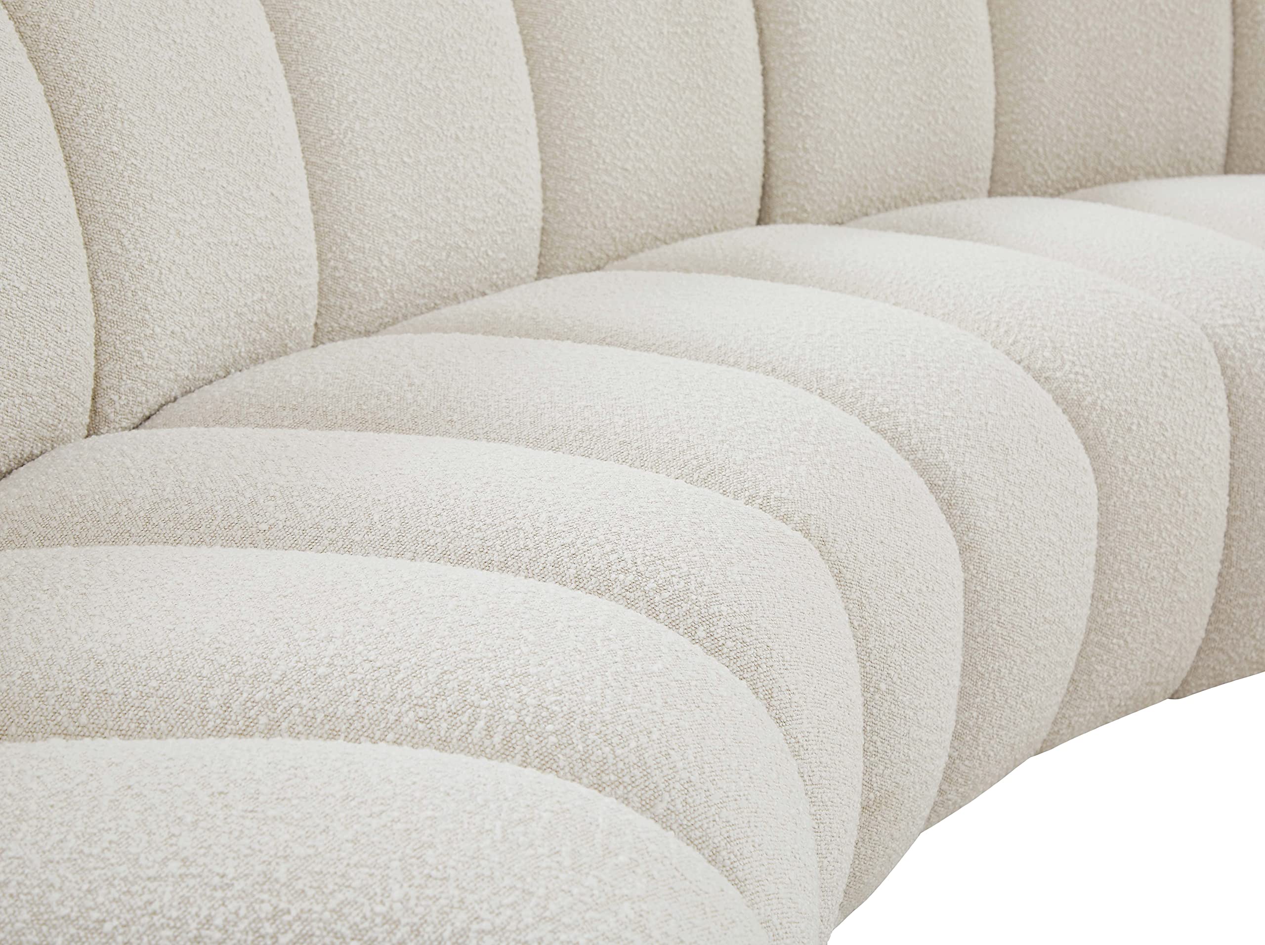 Meridian Furniture 643Cream-4PC Infinity Collection Modern | Contemporary Upholstered 4pc Modular Sectional with Luxurious Deep Channel Tufting, Cream, 148" W x 59" D x 32.5" H