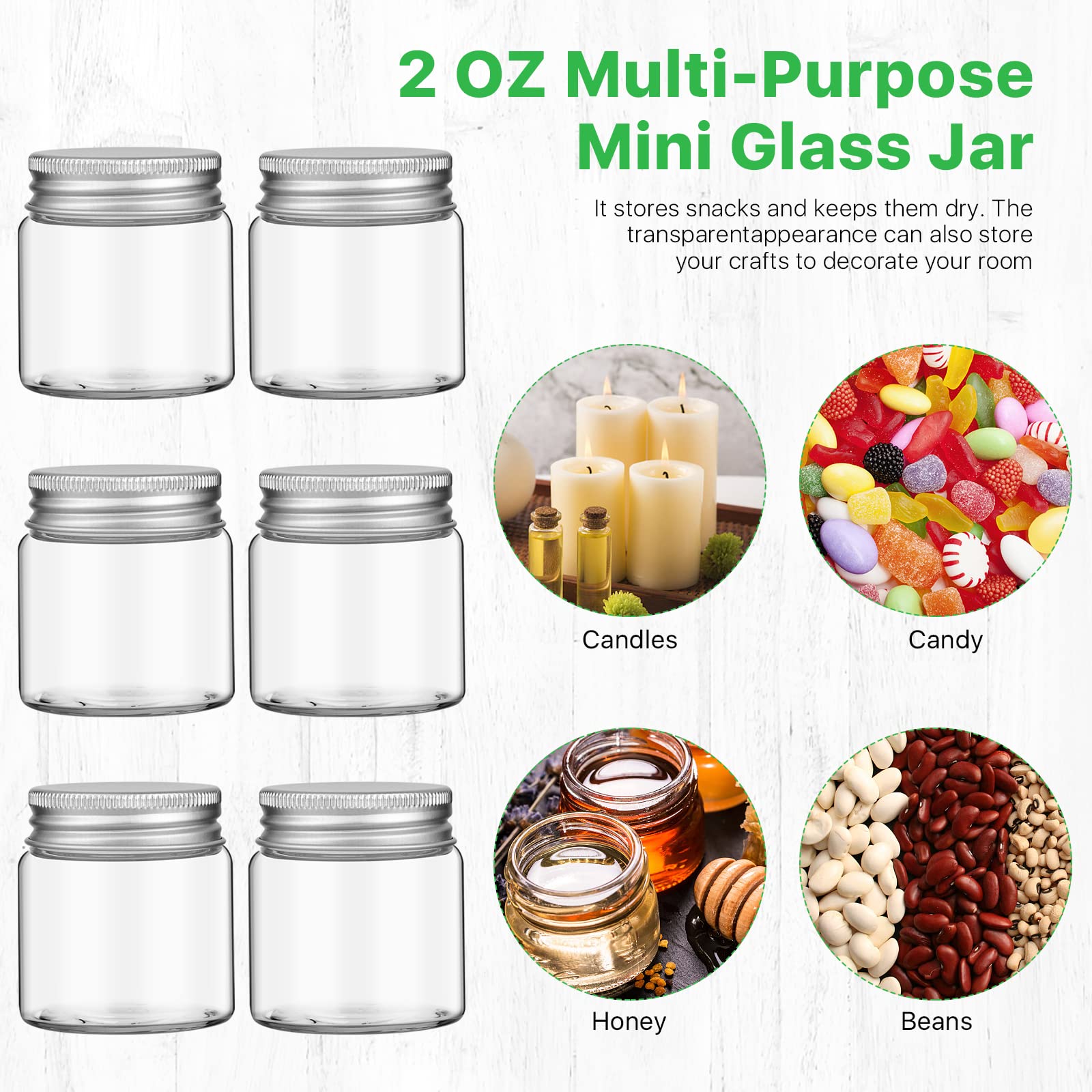 Aemygo 2oz Mini Mason Jars, 15 Pack Wide Mouth Clear Glass Jars with Lids, Labels and Marker Pen, Great Sealing Mason Canning for Food Storage, Spice, Jam, Honey, Jelly