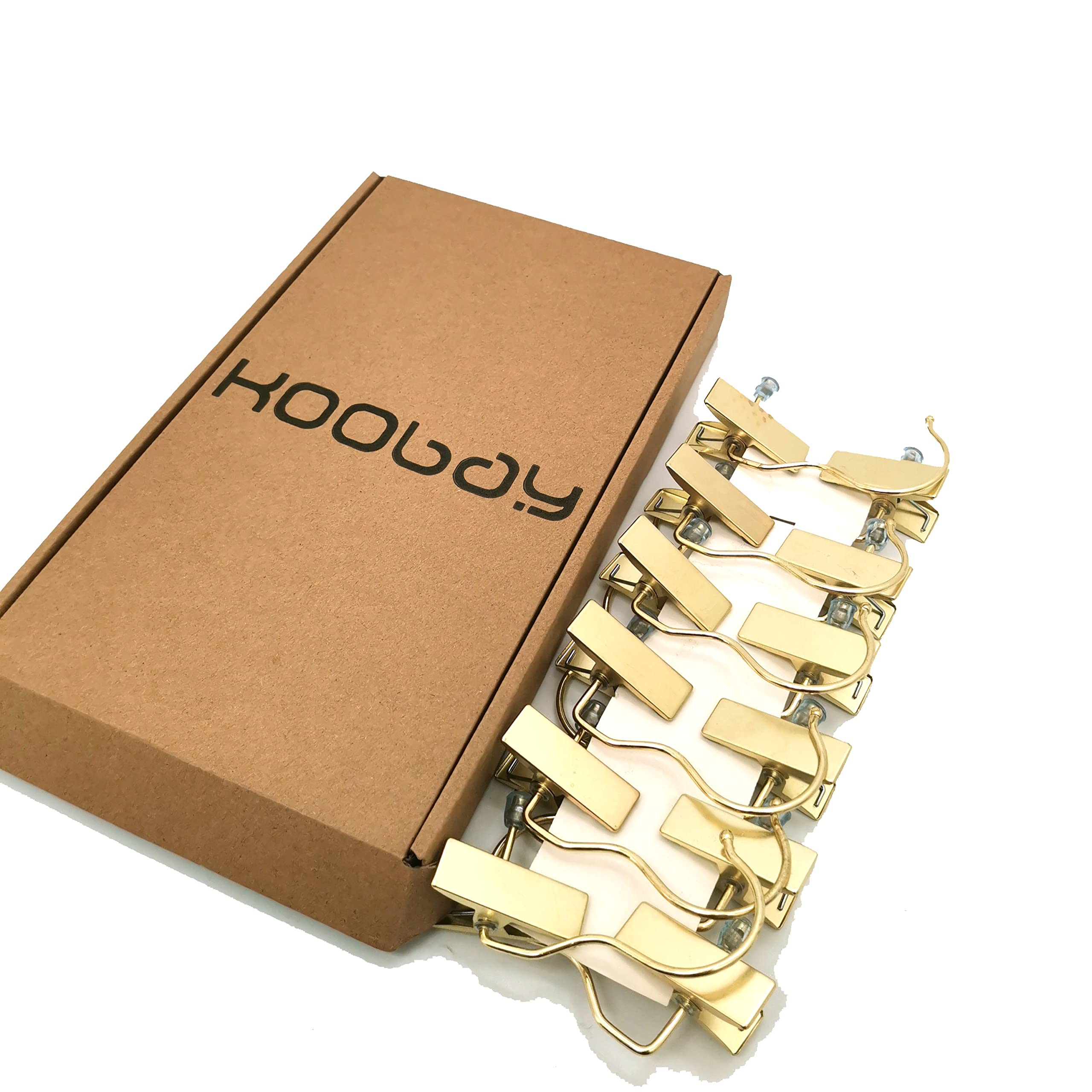 KOOBAY Boot Hangers 4.5" Metal Outfit Hanger Gold Hanging Clips for Gloves Shoes Laundry Hooks Hair Extension Wigs Clips Portable Home Travel Hangers for Hat, Towels, Bras, Socks 12Pack