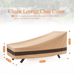 WJ-X3 Outdoor Waterproof Chaise Lounge Chair Cover, 38W x 84D x 34H, Beige & Coffee, 2 Pack