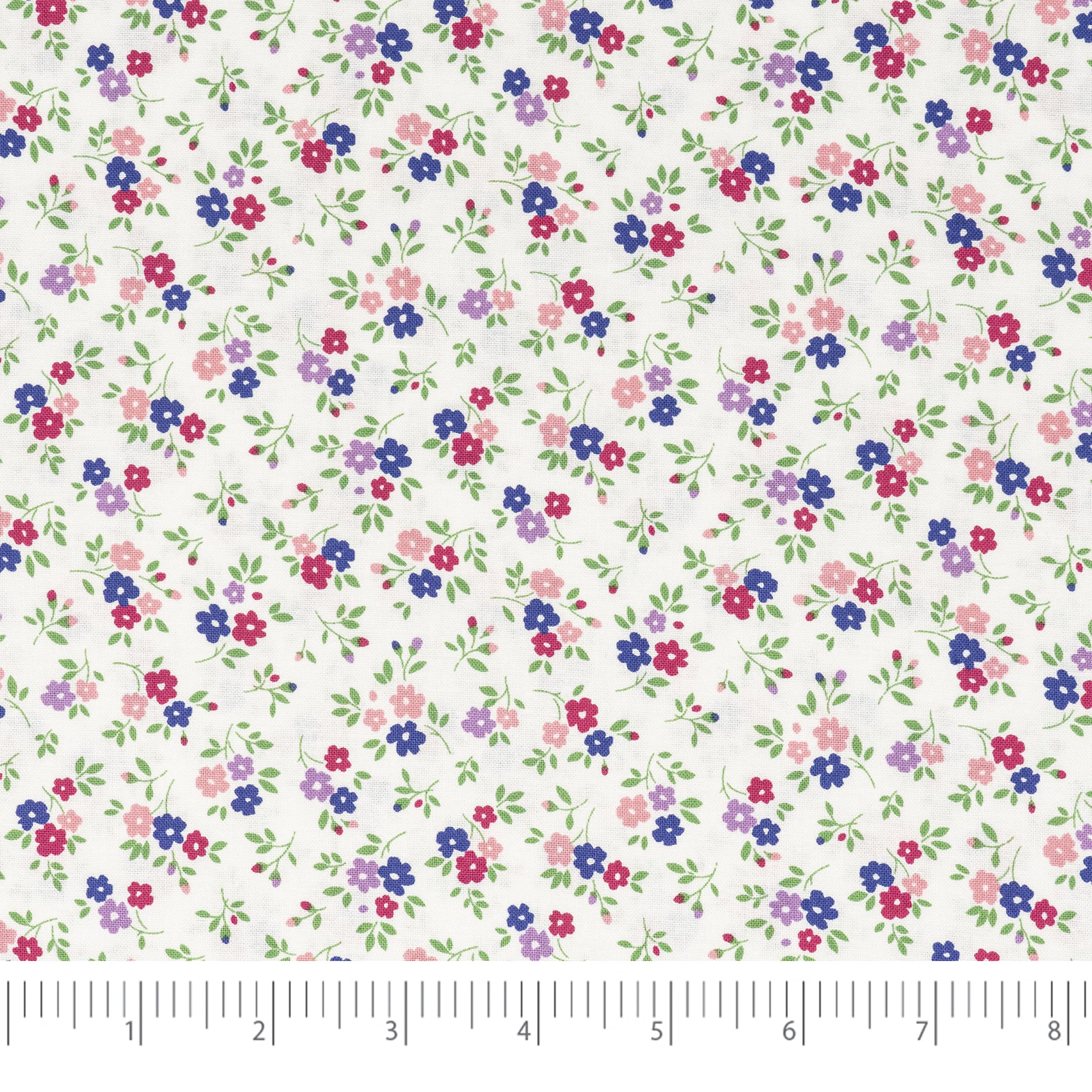 Singer Fabric, 100% Cotton, 5 Pieces Bundle, Purple Floral Field