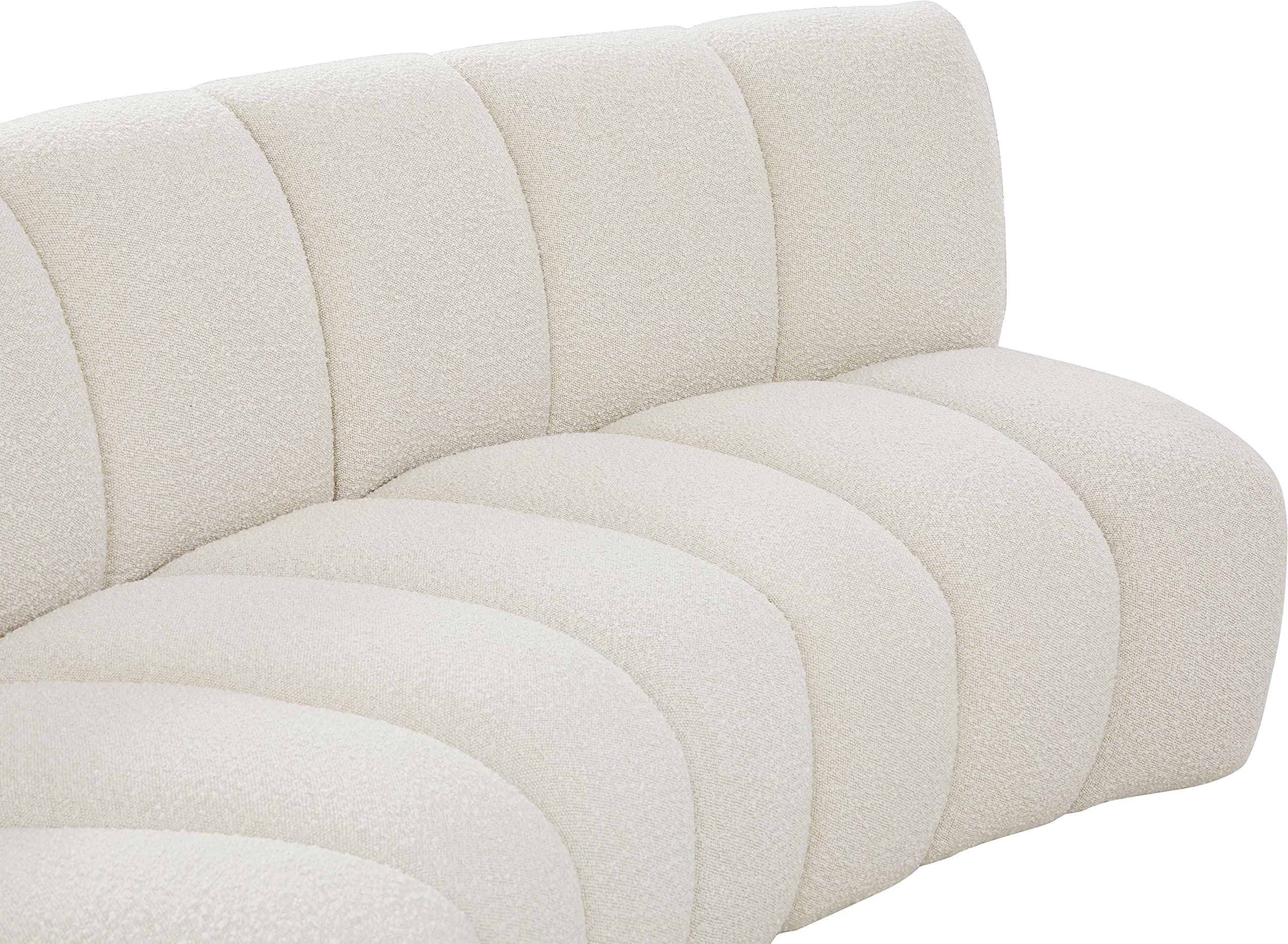 Meridian Furniture 643Cream-4PC Infinity Collection Modern | Contemporary Upholstered 4pc Modular Sectional with Luxurious Deep Channel Tufting, Cream, 148" W x 59" D x 32.5" H