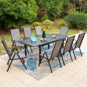 Sophia & William 9 Pcs Patio Dining Set for 6-8 People, Outdoor Folding Furniture Set with Expandable Metal Patio Table and Foldable Textilene Patio Sling Chairs