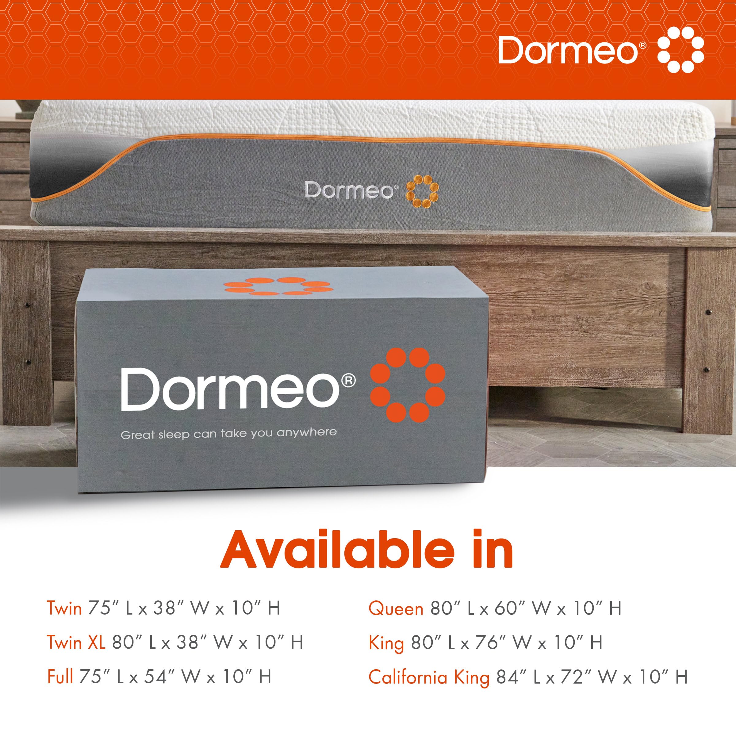 Dormeo Recovery 10" Twin Mattress with Signature Recovery Foam™ and Pressure Relieving OctaspringⓇ Technology, Medium Firm -75” L x 38” W x 10” H