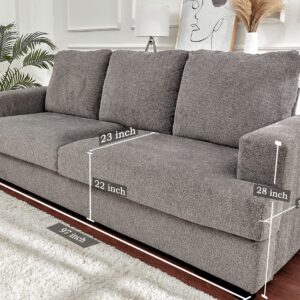 PaPaJet Sofa, Deep Seat Sofa-Contemporary Bouclé Sofa Couch, 3 Seater Sofa for Living Room-Oversized Sofa, Off-White Comfy Sofa