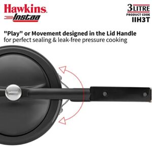 Hawkins 3 Litre Instaa Pressure Cooker, Induction Inner Lid Cooker, Tall Body Hard Anodised Cooker, Best Black Cooker, Black (IIH3T)