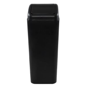 Yesdate 3.5 Gallon Trash Can with Swing-Top Lid, Plastic Black Garbage Can, F