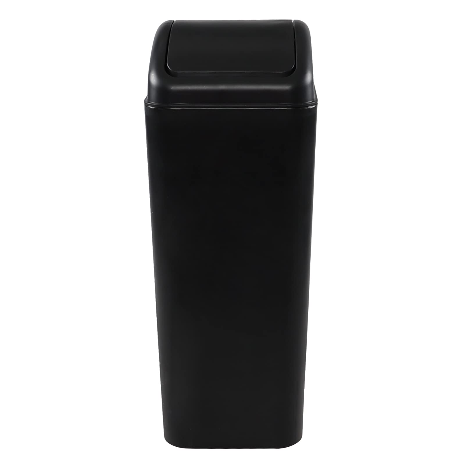 Yesdate 3.5 Gallon Trash Can with Swing-Top Lid, Plastic Black Garbage Can, F