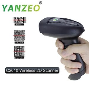 YANZEO Wireless 2.4G Barcode Scanner USB Portable DM QR Code Pos Laser Handheld 2D Barcode Reader for Office,Books, Warehouse,Store