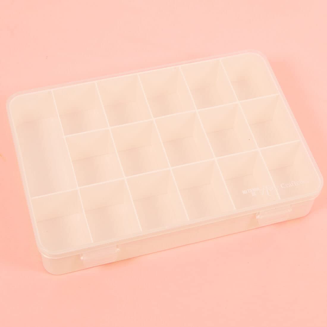 Craftelier - Organizer Box with 17 Compartments for Cardmaking, Scrapbooking and Craft Materials | Dimensions 26.5 x 17.8 x 4.2 cm (10.4“ x 7” x 1.65") -Transparent and White Color