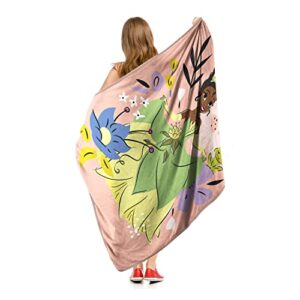 Northwest Princess and The Frog Micro Raschel Throw Blanket, 46" x 60", Blossoming Tiana