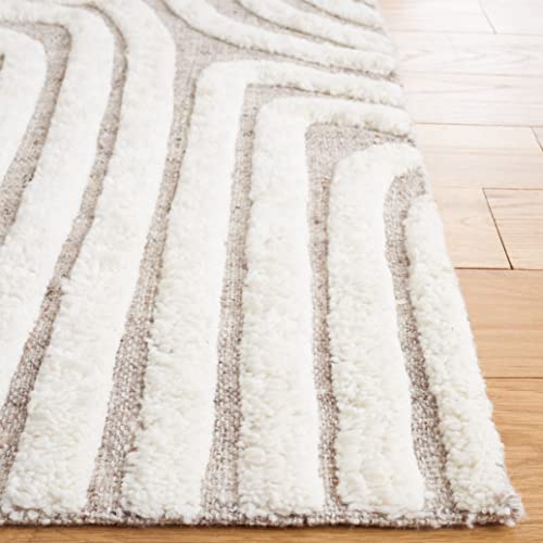 SAFAVIEH Kilim Collection Area Rug - 8' x 10', Beige & Ivory, Handmade Mid-Century Modern Deco Wool, Ideal for High Traffic Areas in Living Room, Bedroom (KLM652B)