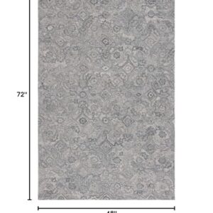 SAFAVIEH Metro Collection Accent Rug - 4' x 6', Grey, Handmade Floral Wool, Ideal for High Traffic Areas in Entryway, Living Room, Bedroom (MET883F)