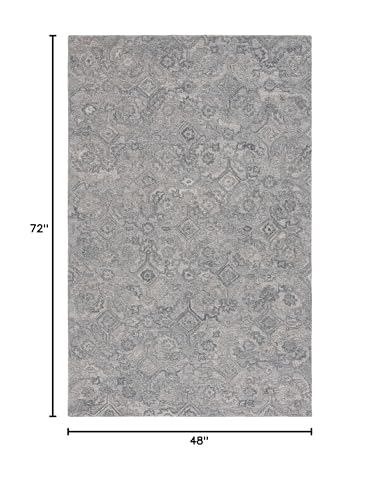 SAFAVIEH Metro Collection Accent Rug - 4' x 6', Grey, Handmade Floral Wool, Ideal for High Traffic Areas in Entryway, Living Room, Bedroom (MET883F)