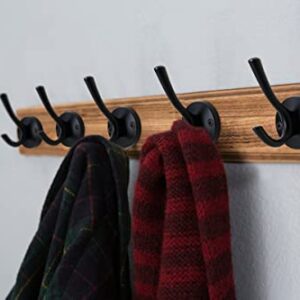 UgBaBa Coat Hooks, Heavy Duty Double Towel Robe Clothes Hooks for Hanging, Wall Hooks Holder for Bathroom Kitchen Closet Cabinet Door Garage Hotel, Wall Mounted,2 Pack (Black)