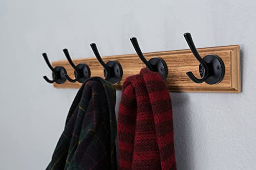 UgBaBa Coat Hooks, Heavy Duty Double Towel Robe Clothes Hooks for Hanging, Wall Hooks Holder for Bathroom Kitchen Closet Cabinet Door Garage Hotel, Wall Mounted,2 Pack (Black)