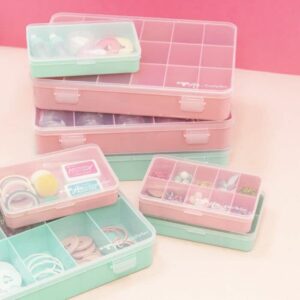 Craftelier - Organizer Box with 17 Compartments for Cardmaking, Scrapbooking and Craft Materials | Dimensions 26.5 x 17.8 x 4.2 cm (10.4“ x 7” x 1.65") -Transparent and White Color