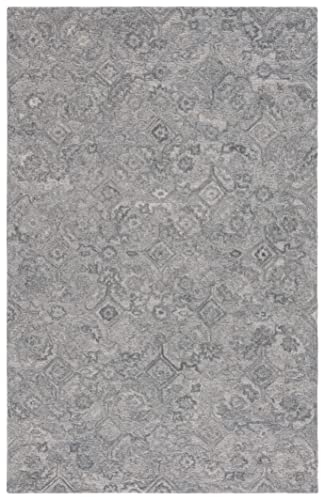 SAFAVIEH Metro Collection Accent Rug - 4' x 6', Grey, Handmade Floral Wool, Ideal for High Traffic Areas in Entryway, Living Room, Bedroom (MET883F)