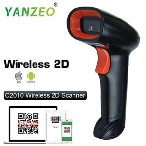 YANZEO Wireless 2.4G Barcode Scanner USB Portable DM QR Code Pos Laser Handheld 2D Barcode Reader for Office,Books, Warehouse,Store