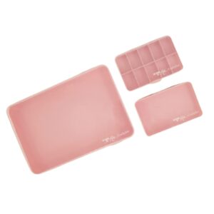 craftelier - set of 3 storage and organisation boxes for scrapbooking and other craft materials | 2 box sizes: large box 26,5 x 17,8 x 4,2 cm and small boxes 14,6 x 9,1 x 3,2 cm - pastel pink colour