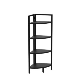 SAYGOER Corner Bookshelf 4 Tier Stand Corner Ladder Shelf Modern Storage Organizer Bookcase Industrial Display Rack Shelves for Small Space, Living Room,Home Kitchen,Office, Black