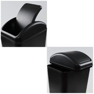 Yesdate 3.5 Gallon Trash Can with Swing-Top Lid, Plastic Black Garbage Can, F