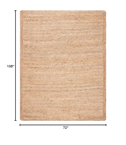 SAFAVIEH Natural Fiber Collection Area Rug - 6' x 9', Natural, Handmade Woven Farmhouse Fringe Jute, Ideal for High Traffic Areas in Living Room, Bedroom (NF824A)