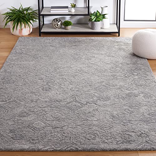 SAFAVIEH Metro Collection Accent Rug - 4' x 6', Grey, Handmade Floral Wool, Ideal for High Traffic Areas in Entryway, Living Room, Bedroom (MET883F)