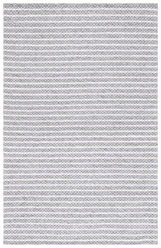 SAFAVIEH Marbella Collection Area Rug - 6' x 9', Grey & Ivory, Handmade Fringe Wool, Ideal for High Traffic Areas in Living Room, Bedroom (MRB207F)