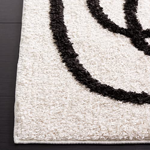 SAFAVIEH Norway Shag Collection Area Rug - 8' x 10', Ivory & Black, Mid-Century Modern Design, Non-Shedding & Easy Care, 1.2-inch Thick Ideal for High Traffic Areas in Living Room, Bedroom (NOR202A)