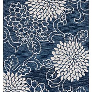 SAFAVIEH Jardin Collection Accent Rug - 3' x 5', Navy & Ivory, Handmade Floral Wool, Ideal for High Traffic Areas in Entryway, Living Room, Bedroom (JAR602N)