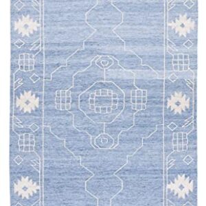 SAFAVIEH Kilim Collection Area Rug - 5' x 8', Blue & Ivory, Flat Weave Rustic Boho Tribal Design, Non-Shedding & Easy Care, Ideal for High Traffic Areas in Living Room, Bedroom (KLM763M)