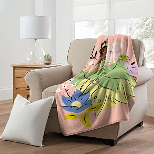 Northwest Princess and The Frog Micro Raschel Throw Blanket, 46" x 60", Blossoming Tiana