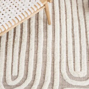 SAFAVIEH Kilim Collection Area Rug - 8' x 10', Beige & Ivory, Handmade Mid-Century Modern Deco Wool, Ideal for High Traffic Areas in Living Room, Bedroom (KLM652B)