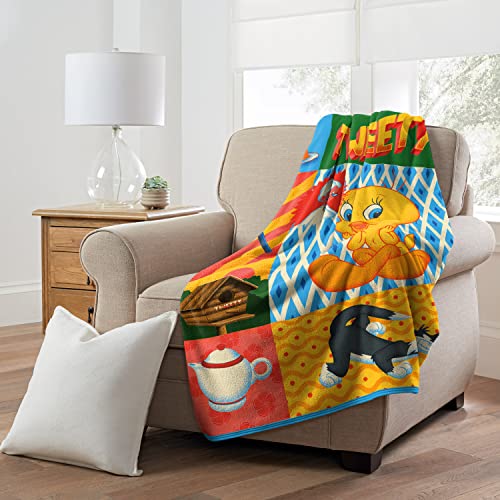 Northwest Looney Tunes Micro Raschel Throw Blanket, 46" x 60", Artsy Tweety