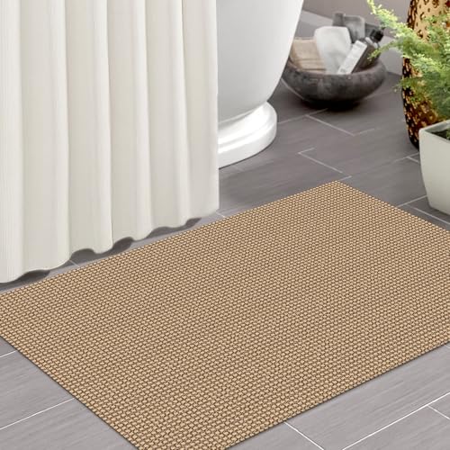 IOHOUZE Small Area Rug 2'x3' Washable Boho Rugs for Entryway Rubber Backing Kitchen Rugs Indoor Outdoor Doormat Throw Rug Floor Carpet for Entrance Kitchen Bathroom, Tan/Brown