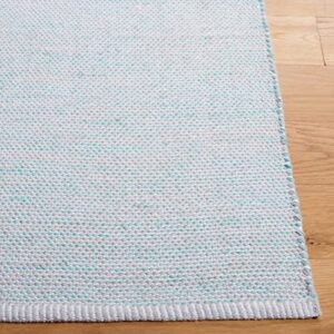 SAFAVIEH Montauk Collection Area Rug - 8' x 10', Turquoise & Grey, Flat Weave Farmhouse Boho Cotton Design, Easy Care, Ideal for High Traffic Areas in Living Room, Bedroom (MTK701K)